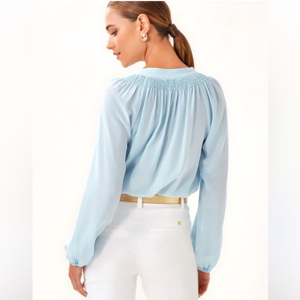 Lilly Pulitzer New Elsa Sky Blue Blouse Size Large - Picture 10 of 10